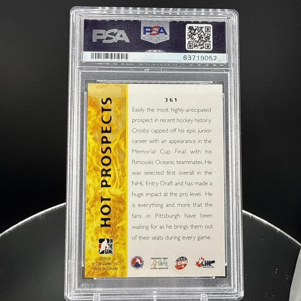 Sidney Crosby Rookie Hockey Card 2005 In The Game #361 Heroes & Prospects GEM 10